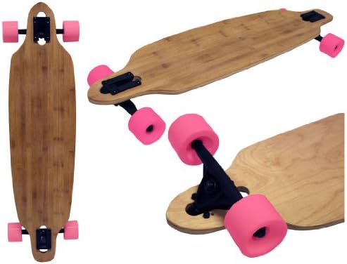 BAMBOO DROP THROUGH THRU LONGBOARD SKATEBOARD COMPLETE 70mm PINK WHEELS
