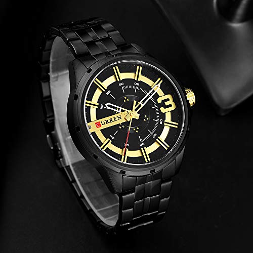 Relojes de oro para los hombres CURREN reloj de negocios reloj de los hombres moda cuarzo acero inoxidable pulsera impermeable - Imagen 5
