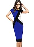 Vfemage Womens Elegant Optical Illusion Contrast Wear to Work Dress