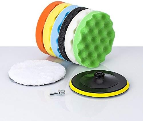biuble 6'' Polish Pads Applicator Pads Polishing Pads Sponge and Woolen Polishing Waxing Buffing Pads Kits with M14 Drill Adapter-8Pcs (6inch-9Pcs)