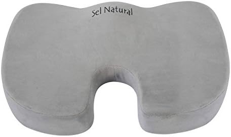 Sel Natural Wellness Breathable Coccyx Orthopedic Comfort Memory Foam Office Chair and Car Seat Cushion for Back Pain and Sciatica Pain Relief (Gray)