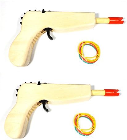 Coastal Wood Two Solid Wooden Rubber Band Shooter Gun - G105