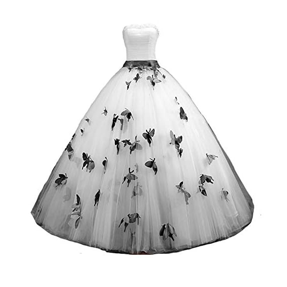 Kivary-Strapless-A-Line-Ivory-and-Black-Butterfly-Gothic-Pearls-Long-Prom-Gowns-Wedding-Dresses-US-14