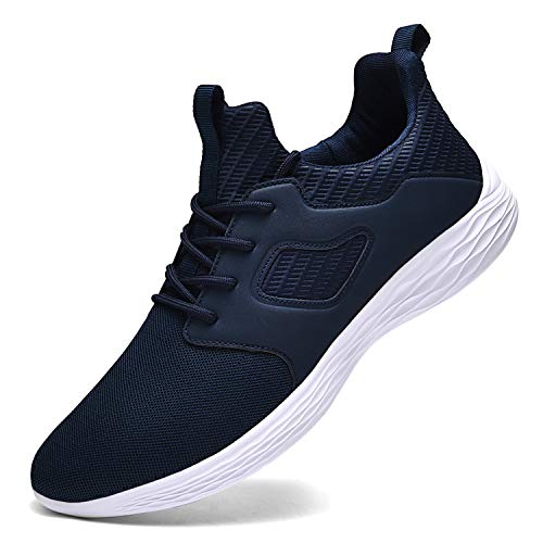 DierCosy Mens Running Shoes Tennis Shoes Mesh Breathable Lightweight Slip on Gym Walking Sneakers Blue 10.5