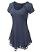 Doublju Lace Hem Asymmetrical Tunic Dress Top For Women With Plus Size LIGHTINDIGO X LARGE