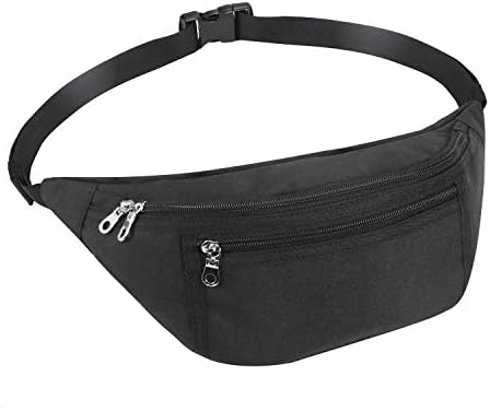 Waist Bag Money Belt for Women/Men Travel Hiking Outdoor Sport Multifunction Lightweight Fanny Pack Adjustable Belt Bag(Black)