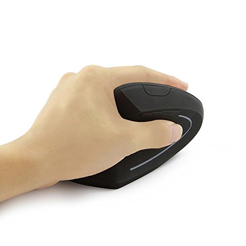 HIGHMIGOU 6D 2.4G Wireless Ergonomic Vertical Mouse Left Hand Optical 1600DPI Gaming Mic-Shopping From US (Black)