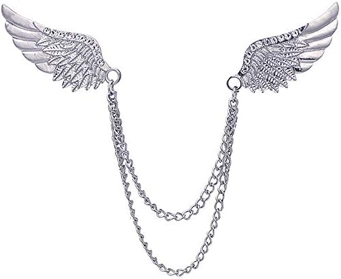 YOOE Angel Wings Tassel Chain Brooch Collar Rhinestone Metal