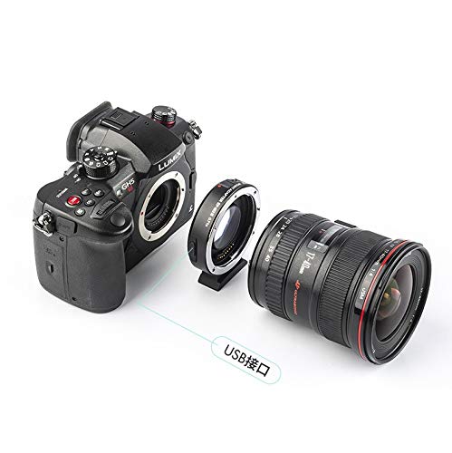 Lens Adapter EF-M2 II Auto-Focus 0.71x Speed-Booster MFT Converter for Canon EF Lenses to M4/3 Cameras GH4 GH5 GF6 GF1 GX1 GX7 GX85 E-M5 E-M10 E-M10II E-PL5 Pen-F