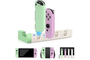 SWTOTK Switch Controller,Replacement for Switch/OLED/Lite,Includes Charging Dock for 4 Joypads,Supports Motion Control,Dual Vibration,Wake-Up,Screenshot,No Drift, No Lag,Ultimate Gift Set,Green Purple