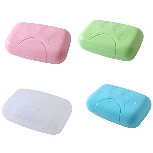 Efivs Arts Plastic Soap Case Holder Container Box Home Outdoor Hiking Camping Travel Set of 4