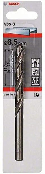 Bosch Professional 1x Metal Drill Bit HSS-G DIN 338 Ø8.5 x 75 x 117 mm