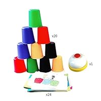 BELUPAID Quick Stacks Cups,20 pcs Speed Cups,24 Picture Cards,Bell for Hand Speed Training Game Reaction Games Novelty Toys Joy Party