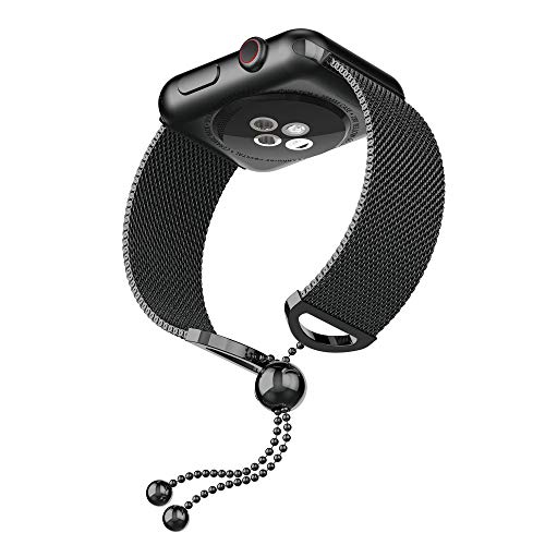 Buyeverything for Apple Watch 40mm Bands - Milanese Stainless Steel Bracelets Replacement Band Adjustbable Metal Wristband Straps Accessories for Apple Watch Series 4 40mm Women Men (Black) - Thumbnail 5