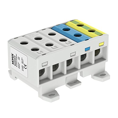 Distribution Block for AL/Cu 10x2,5 35 mm2 Grey/Blue/Yellow/Green Insulation 1000 V AC/DC Clamp OTL 35 – 5X MAA5 035 A10 4399