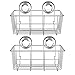 SANNO Suction Cup Shower Caddy,Bathroom Caddies Adhesive Pads Deep Large Basket Shelf,Bath Organizer Kitchen Storage Basket for Gel Holder Shampoo, Conditioner -2 pack