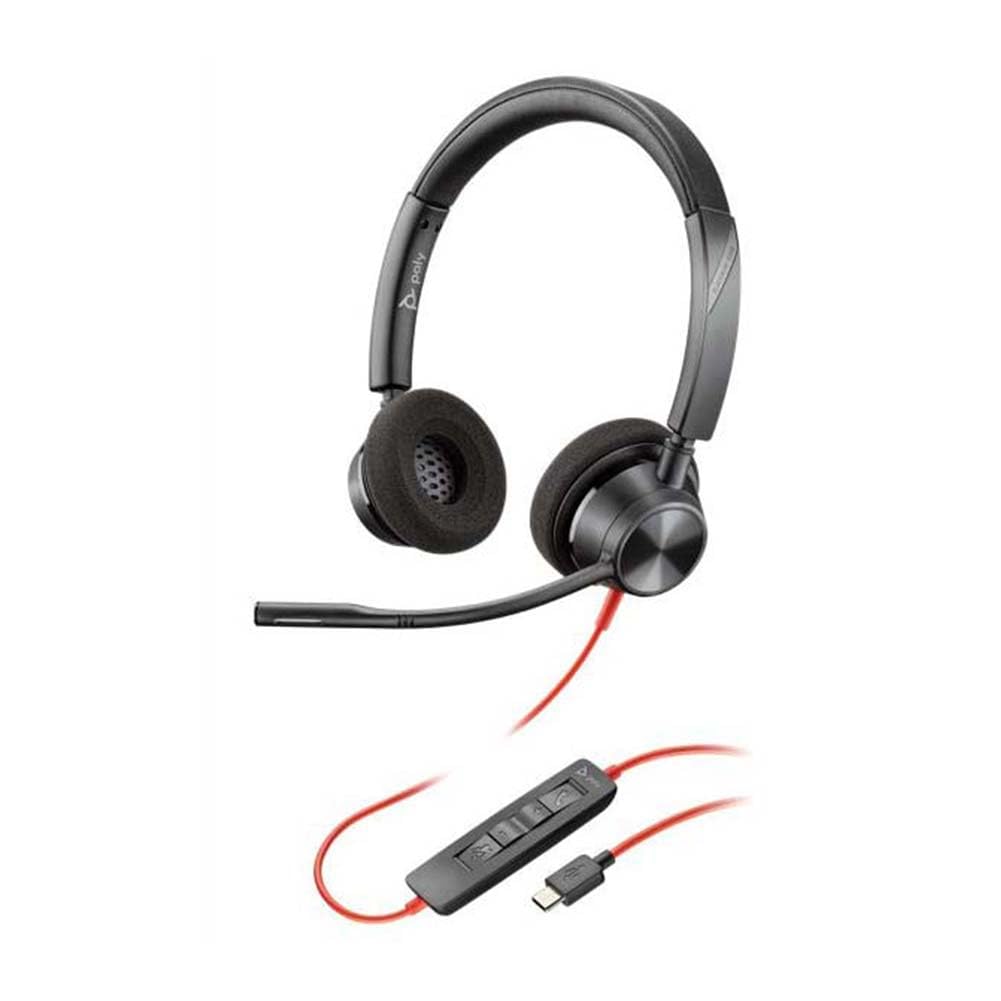 Blackwire 3320 USB-C (Poly) – Wired, Dual-Ear (Stereo) Headset with Boom Mic – USB-C to connect to your PC and/or Mac – Works with Teams, Zoom, & more