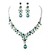 FAYBOX Glamorous Crystal Rhinestone Beading Necklace Earrings Wedding Jewelry Sets Emerald