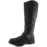 DailyShoes Women's Knee High Ankle Buckle Strap Military Combat Boots