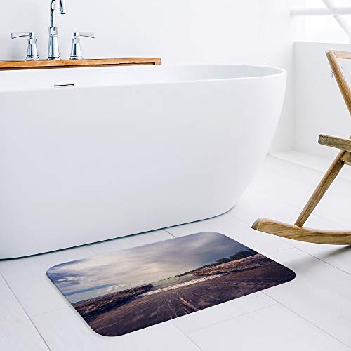 Shower Curtain Set with Bath Rug, Island Forest Lanscape Bathroom Accessories Decor Polyester Fabric Shower Curtains with Hooks 36"x72" and Non-Slip Bath Mat 18"x30" - Thumbnail 3