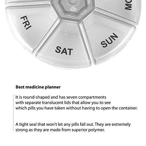 image for Deke Home 2 Pack Deke Round Portable Pill Box Medicine Planner Small c
