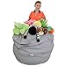 2-Sizes In-1 XXL Expandable Child’s Stuffed Animal Storage Bean Bag Chair: Smart Wallaby Zippered Pouf for Soft Toys, Clothes, Blankets, Etc in 4 Stylish Designs