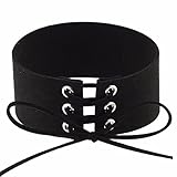 Women Wide Velvet Ribbon Chunky Choker Collar Lace-Up Neck Chain Collar Necklace