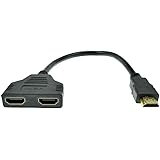 REDGO 5149271 1080P HDMI Male to 2 HDMI Female 1 in 2 out Splitter Cable Adapter Converter, Black