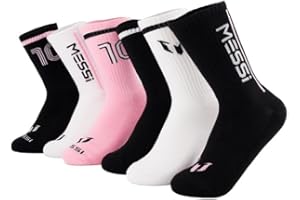 Messi Girls Lifestyle No-Show Socks, 6-Pack Kids Socks, Soft & Stretchy, Comfortable