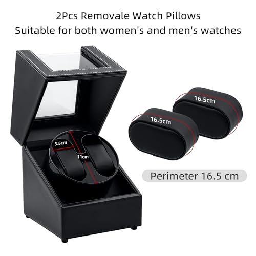 Mcbazel Double Automatic Watch Winder Box, Automatic Watch Display Storage Rotation Wristwatch Box with 2 Slots-Black