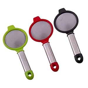 AXE Stainless Steel & Plastic Tea Strainer (3 Pcs, Multi Colour)