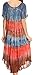 Sakkas 17506 - Sula Long Laced Cotton Tie-Dye Wide Neck Embroidered Boho Sundress Cover Up - Grey/Coral - OS