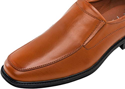 VEPOSE Men's Dress Shoes Slip On Formal Oxfords Square Toe Loafer Shoes(10.5,Loafers-817A-Yellow Brown)