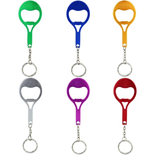 Swatom Tennis Racket Bottle Opener with Keychain Key Ring Accessories (6 PCs)
