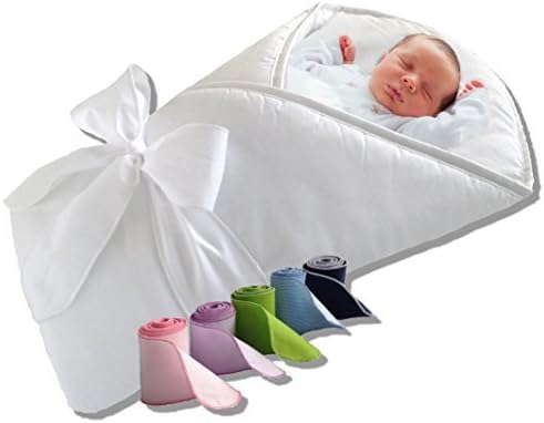 BundleBee Baby Wrap/Swaddle/Blanket, Feather Light/White Bows, 0-4 Months by BundleBee