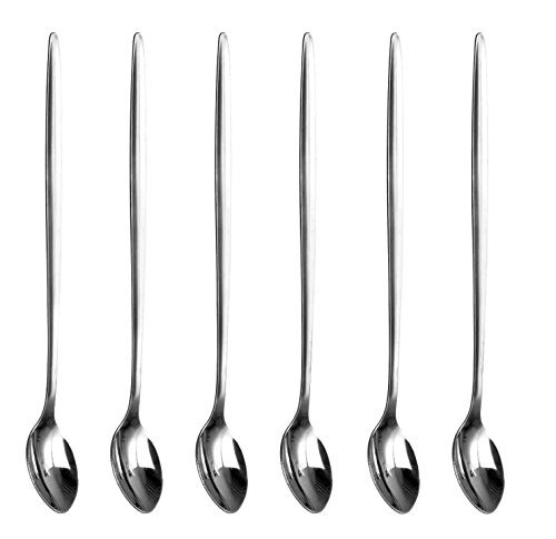 Pack of 6 - Long Handle Stainless Steel Latte Spoons Ideal for Coffee Dessert & Ice Cream Sundae by Kitchen Stars
