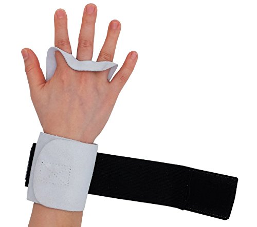 AEOLOS Leather Gymnastics Hand Grips-Great for Gymnastics,Weight Lifting,Pull Ups,Kettlebells and Crossfit Training (White, Medium)