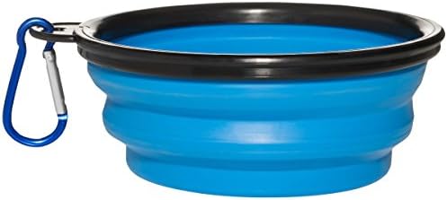 The Institute of Pet Nutrition Collapsible Silicone Dog Bowl (12 oz.) Indoor, Outdoor Food and Water Use | Portable, Travel-Friendly Design | Walks, Travel, Hiking, Car Trips | Inc. Carabiner (Blue)