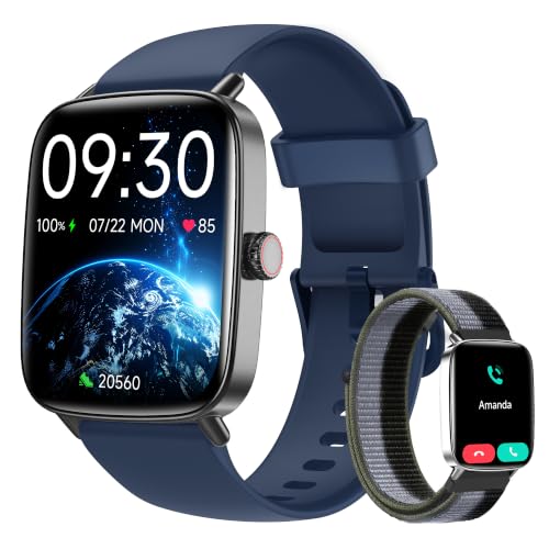 Smartwatch Herren Damen, 1.85" Smart Watch mit Telefonfunktion, Fitnessuhr mit Pulsuhr Schlafmonitor SpO2, 110 Sportmodi Fitness Tracker,IP68 Wasserdi