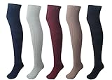 Women's 5 Pairs Over Knee High Thigh High Cotton Socks Long Boot Socks Stockings