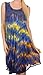 Sakkas 15803 - Nora Sleeveless Embroidered Short Tie Dye Caftan Dress / Cover Up - Blue - OS