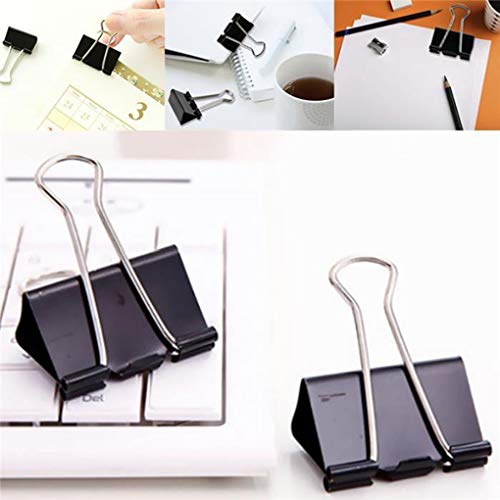 OmkuwlQ 12pcs Metal Clip Binder for Album Memo Paper File Document Photo Stationary Black 19mm Clamp Gripper - Thumbnail 5