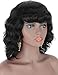 Brinbea Remy Human Hair Wig with Bangs 130% Density Body Wave Human Hair Wigs for Women 12 inch Short Black Curly Hair Wigs with 2 Free Wigs Caps