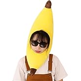 Warmtree Cute Plush Hat Funny Novelty Plush Animal Fruit Hat Mask Cap Photo Props Dress Up Hat Cosplay Halloween Party Costume Headgear (Banana)