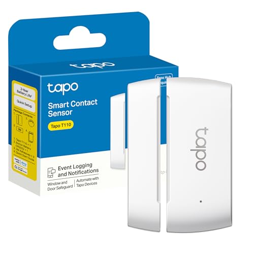TP-Link T110 - Sensor de Contacto Inteligente, Domótica, Ahorro de Energía, Batería Larga Duración, Alertas de Intrusos, Requiere Hub
