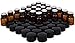 Vivaplex 24, Amber, 1 ml (1/4 Dram) Glass Bottles, with Orifice Reducers and Black Caps