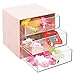 mDesign Plastic 3-Drawer Stackable Nursery Storage Organizer for Baby/Kids Bedroom, Changing Table, Playroom, Modern Organization for Diaper Creams and Small Toys, Lumiere Collection, Light Pink/Clear