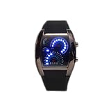 Popular Blue LED Light Aviation Speedometer Steel Case Wrist Watch Black