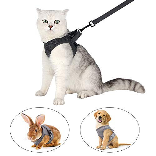 Yult Cat Harness and Leash Set Ultra-Light Kitten Collar Soft and Comfortable Cat Walking Jacket with Running Cushioning and Anti-Escape Suitable for Puppies Rabbits with Cationic Fabric - Thumbnail 5