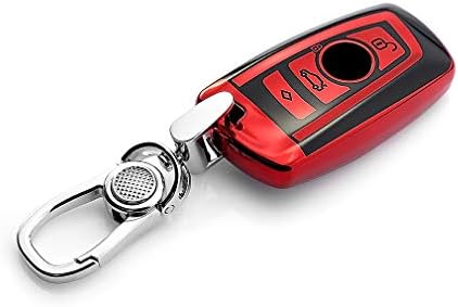 VANZAVANZU Compatible BMW Key Fob Cover, Soft TPU Smart Key Fob Case Holder Sleeve Car Key Chain for BMW 1 3 4 5 6 7 Series BMW X3 X4 M2 M3 M4 M5 M6 (Red)